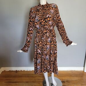 Esqualo Leopard Print Midi Dress, BNWOT, Size 14